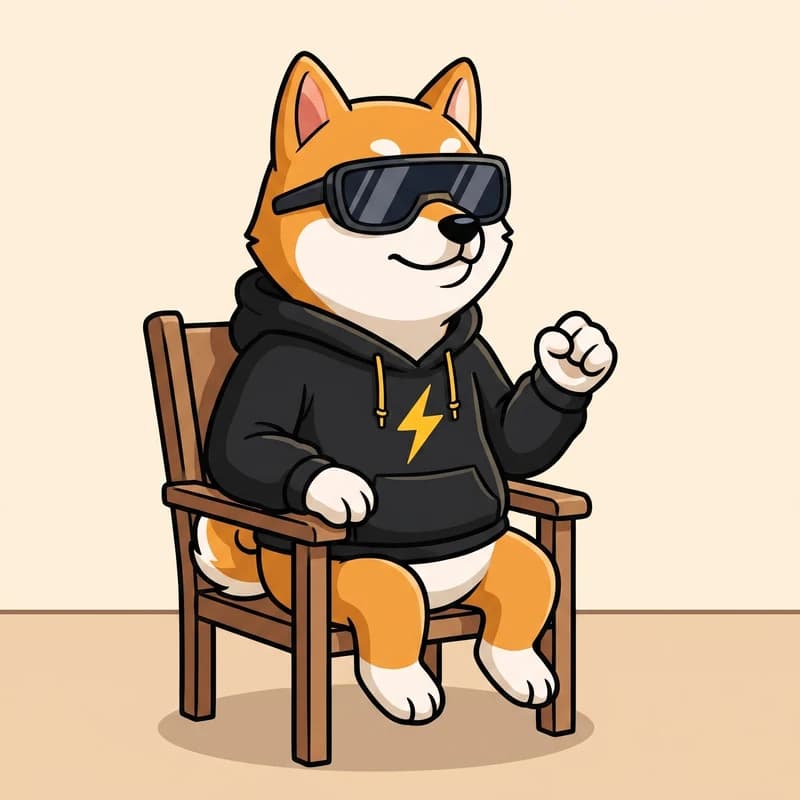 WATT INU mascot — THE DOG IS STILL IN THE LOBBY.