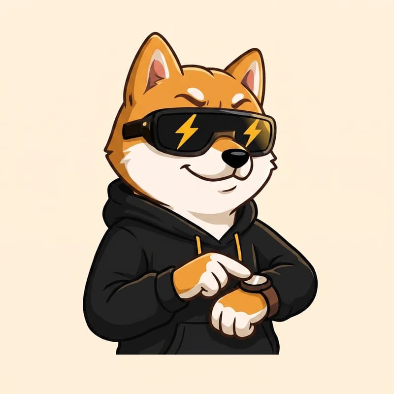 WATT INU mascot — BE LATE? NEVER.